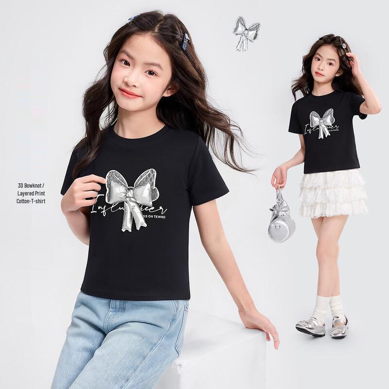

Princess Yuan Yuan Girls 3D Bowknot Short Sleeve T-Shirt 130