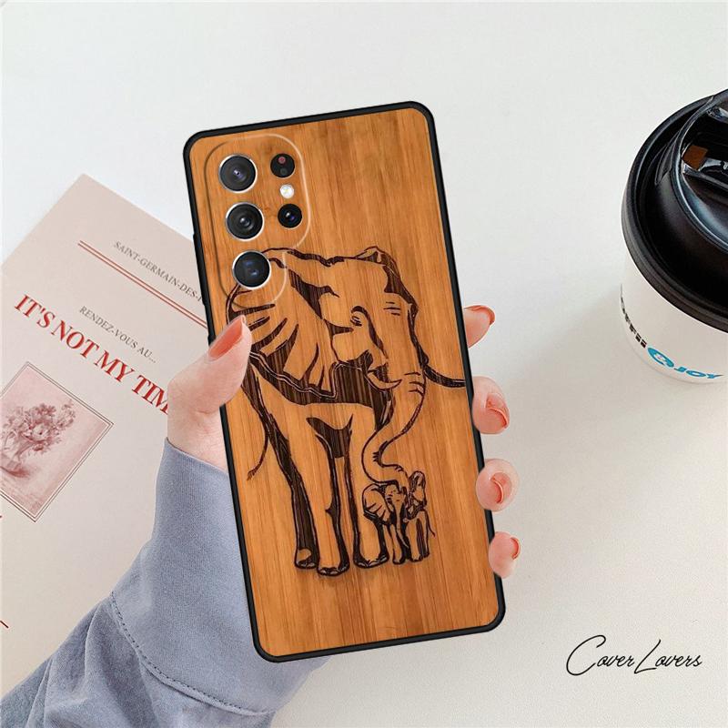 Bamboo Wooden ANIMALS phone case For Samsung Galaxy S24 S25 S23 S22 Ultra Note 10 20 Plus S20 S21 FE Cover