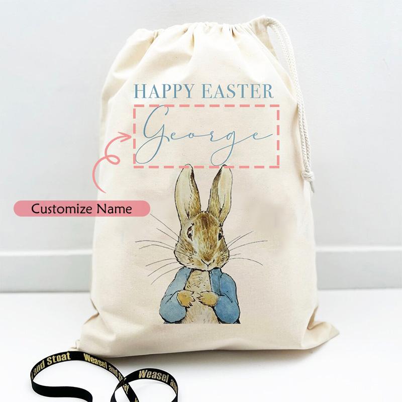 Gepersonaliseerde Custom Paashaas Traktatietas Konijn Vrolijk Pasen Feestdecoratie Paaseieren Zoekmand Kinderen Kind Jongen Meisje Cadeauzak