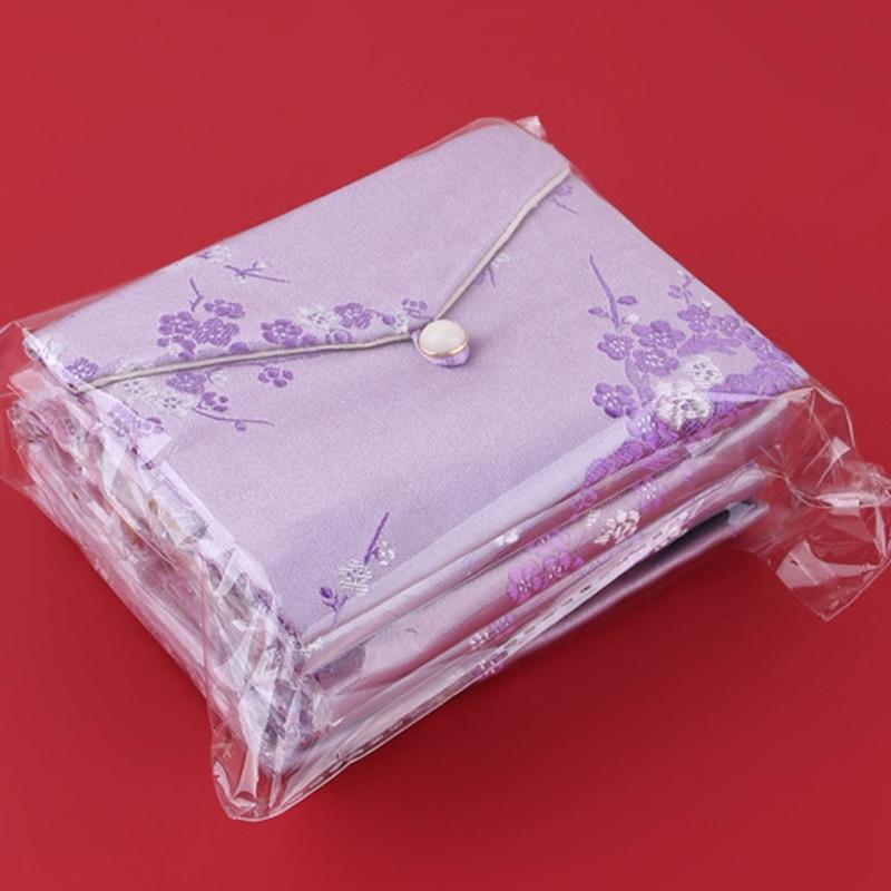 Antique Styles Brocade Jewelry Storage Pouch Portable with Closure for Earring and Rings Organization Secure Keeping