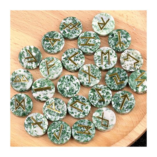 25Pcs Faux Crystal Agate Rune Stone Set Alphabet Rune Round Set Nordic Germanic Language Stone for Witchcraft Fortune-Telling