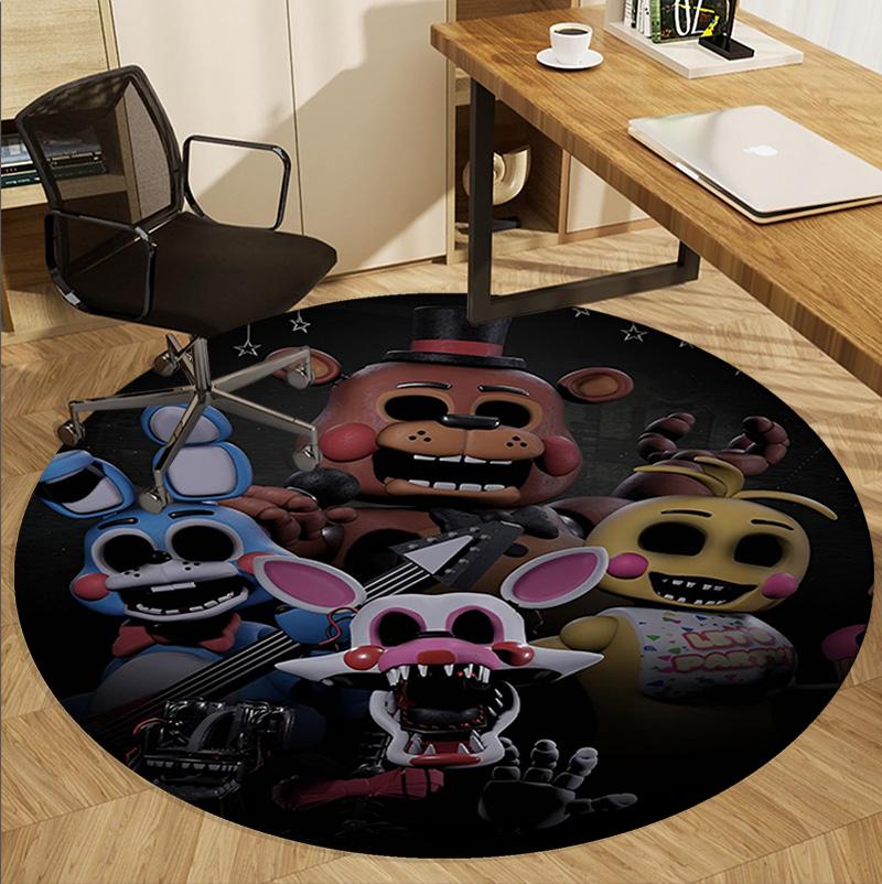 Five Nights at Freddy's Pattern Round Rug, Indoor/Outdoor Mat, for Picnic, Gameroom, Bedroom, Office, Living Room, Home Decor Carpet, Birthday Gift