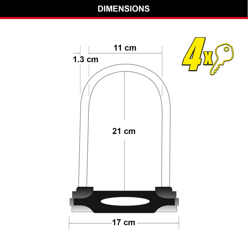 Master Lock Sold Secure Bike D Lock, Key, 210 x 110 mm