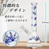 CBDfreaK Water Pipe with Ganja Pattern, Blue Erlenmeyer Flask, 27cm Tall, Glass Bong, Bongu Smoking Accessory, Water Pipe