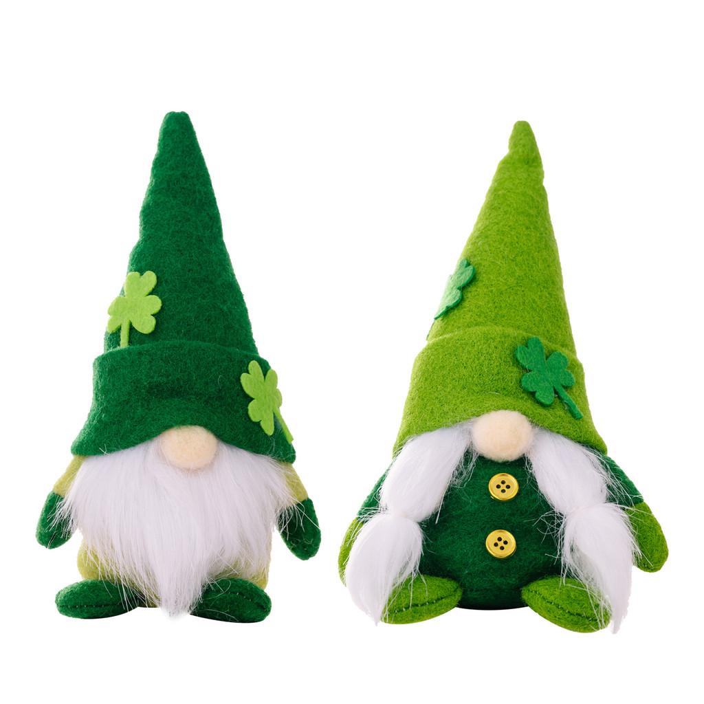 Green Leaf Festival Decorations Charming Gnome Figurine St Patrick's Day Clover Display