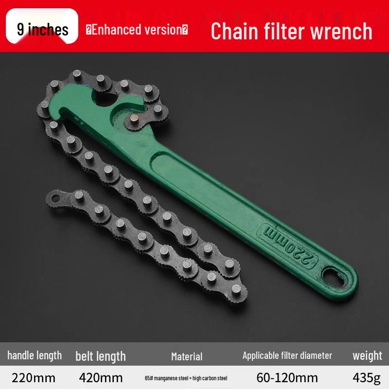 Universal Engine Oil Filter Remover and Installer Tool with Belt Chain