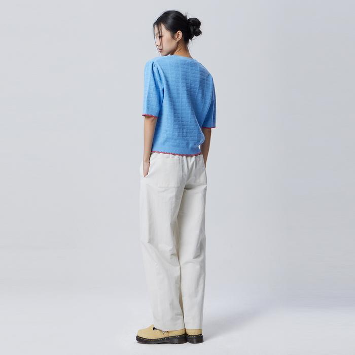 Benetong Contrast Line Puff Knit_Bakpf2611Bl