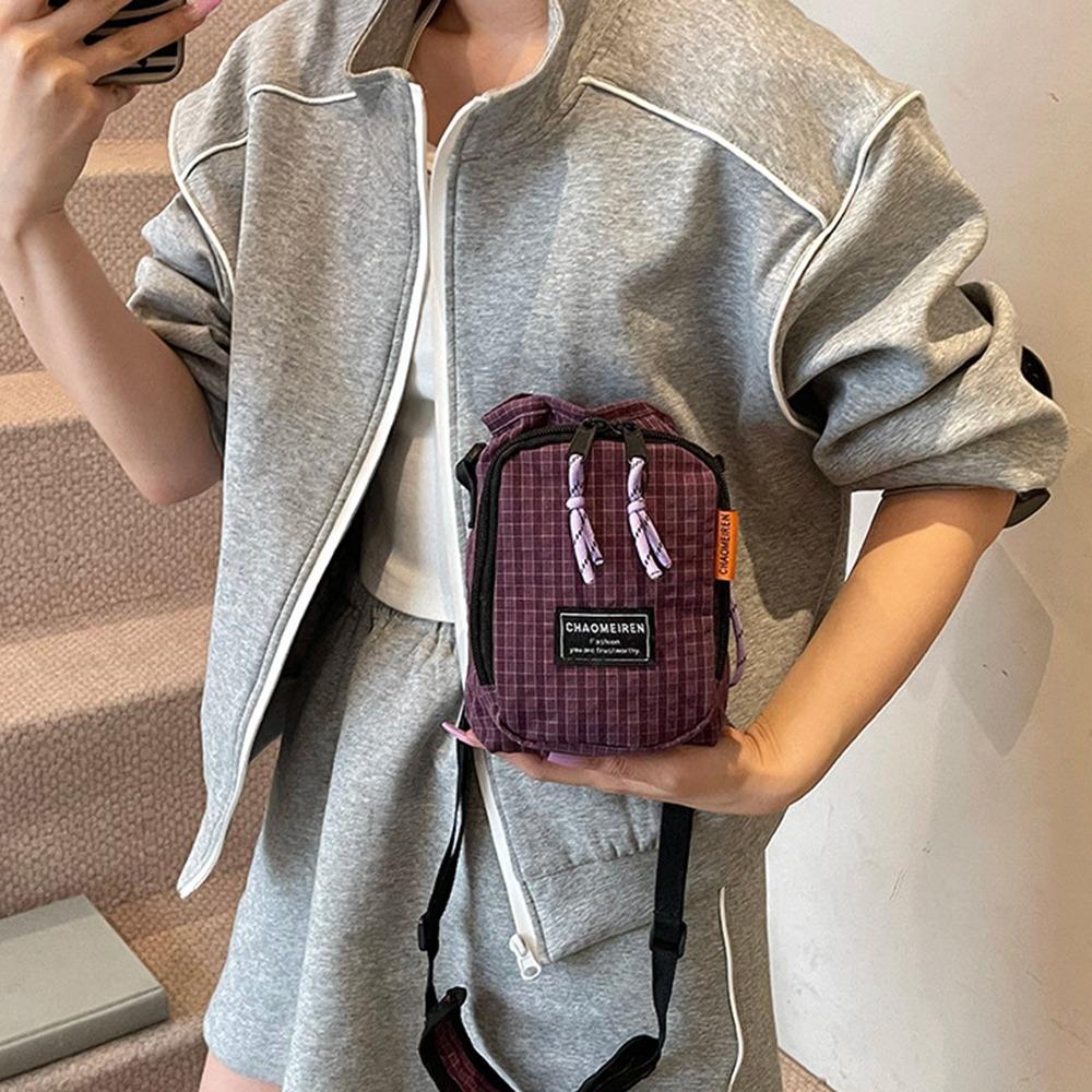 Large Capacity Nylon Crossbody Bag Adjustable Strap Mobile Phone Pouch  Outdoor