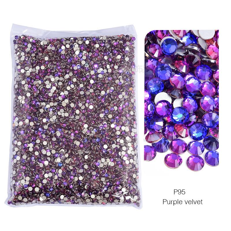 P72-180 Glass Nail Art Large Bag Flat Bottom Diamond, Silver Plated Diy Diamond Jewelry Accessories Mobile Phone Case Rhinestone Accessories