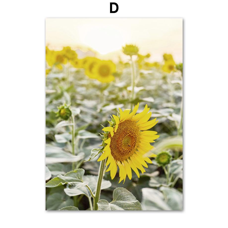 Yellow Grass Dahlia Daisy Sunflower Car Line Pose Wall Art Prints Canvas Painting Nordic Poster Decor Pictures For Living Room