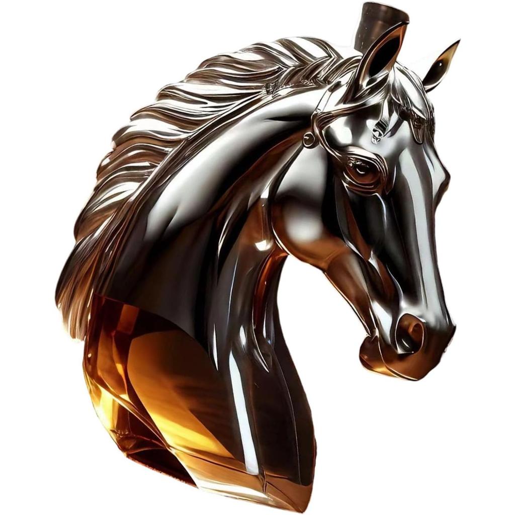 Botella de Whisky de Vidrio con Forma de Cabeza de Caballo Caprichosa Decantador de Animales Contenedor de Alcoholes Accesorios Divertidos para Beber Botella de Whisky Divertida con Forma de Cabeza de Caballo