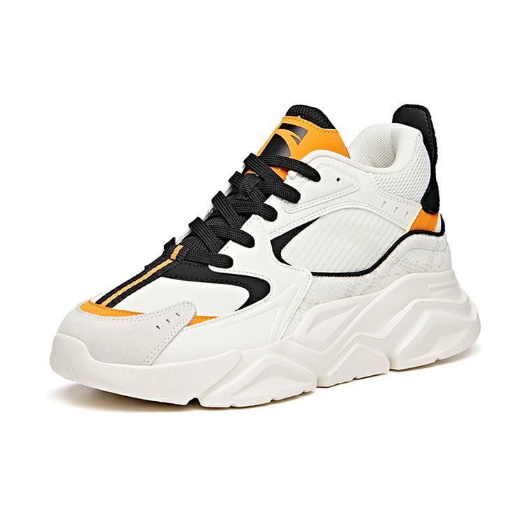 New Anta Life Collection Breathable Wear Resistant Slip Resistant Low Top Chunky Sneakers Men's Black White Yellow 912048821-2