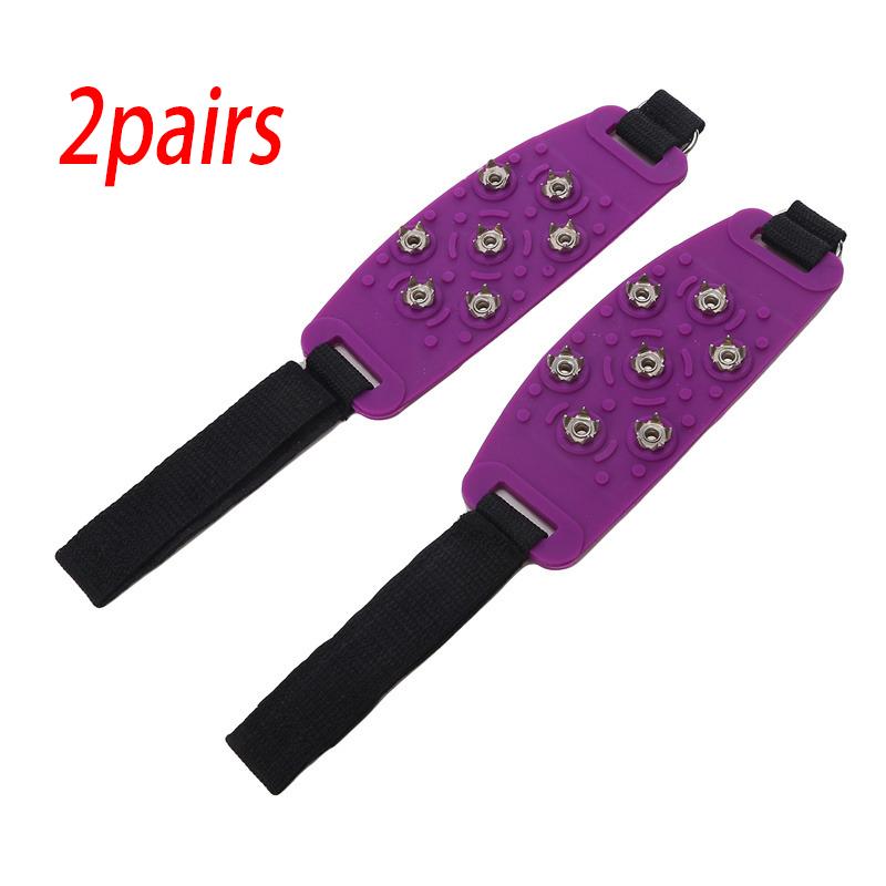 1/2pairs Shoe Spike Winter Winter Velcro Ice Claw Outdoor Climbing Snow Mountain and Snow Ground Anti Slip Adjustable