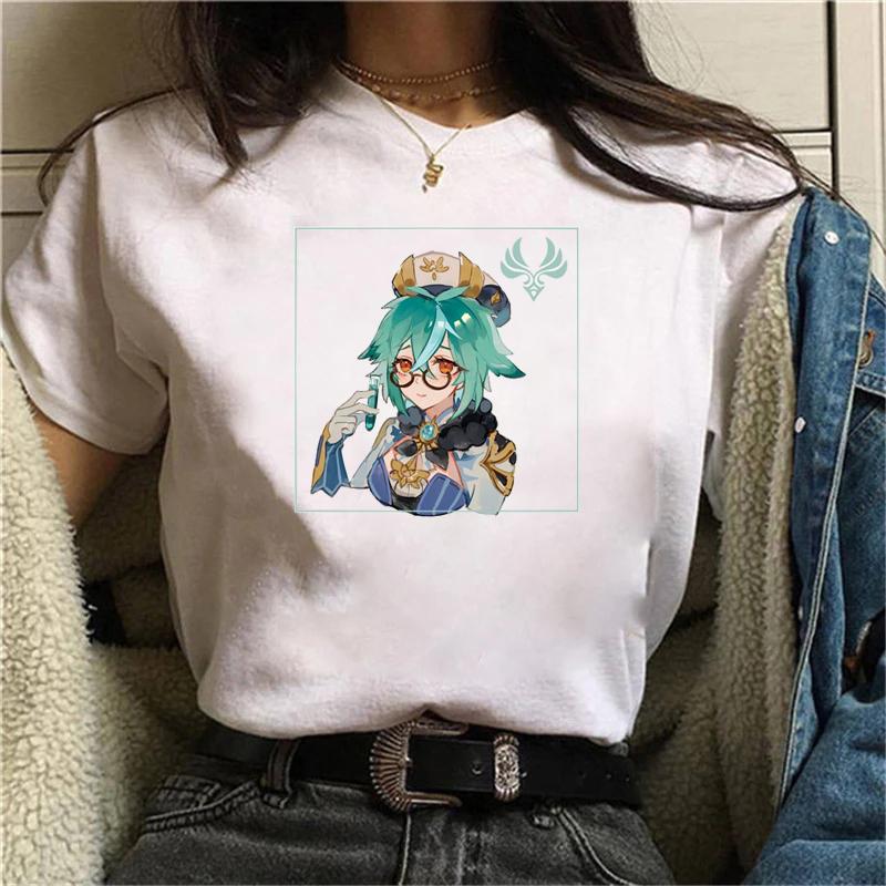 Graphic Kawaii Aesthetic Graphic Short Sleeve Tee Genshin Printed Women T-Shirts Harajuku O-Neck Casual Tops Female Clothes