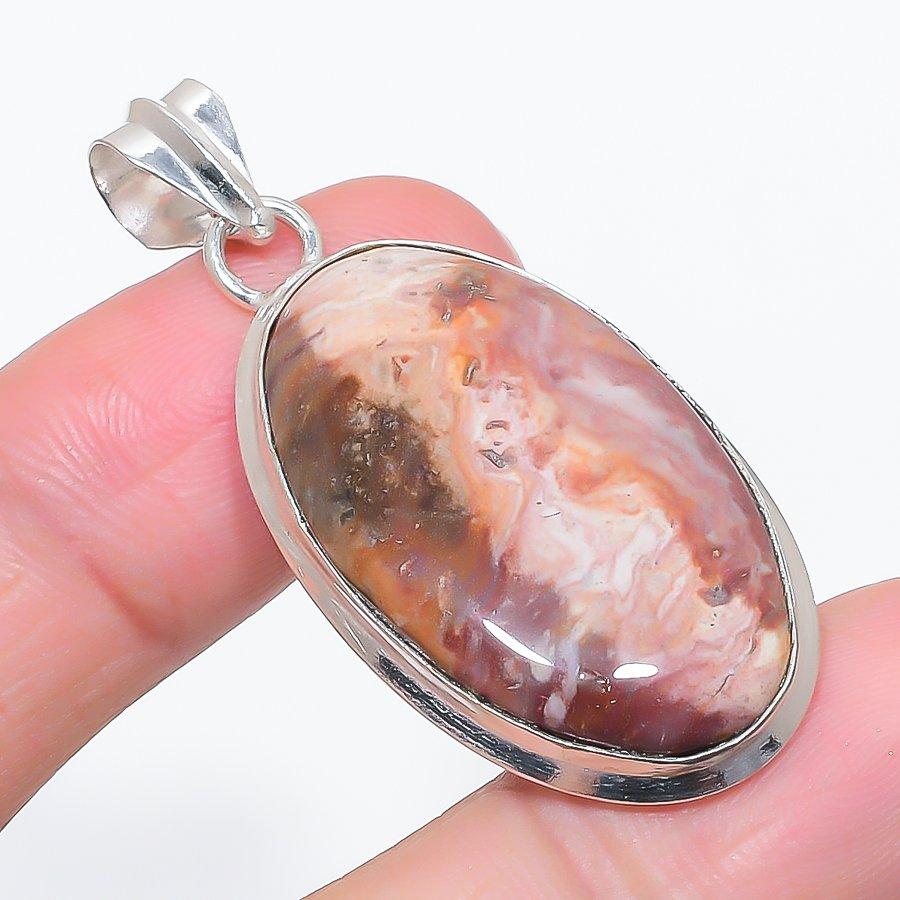 Natural Polychrome Jasper 925 Sterling Silver Jewelry Pendant 2.01" a1u32