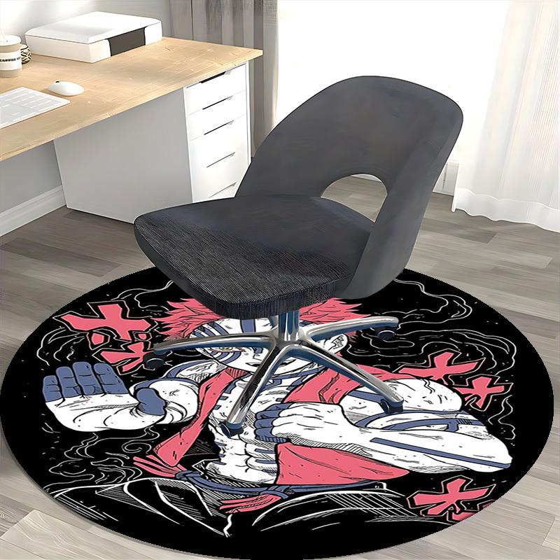 1pc My Hero Academia Deku Round Carpet - Anime Cartoon Design Chair Mat for Office, Home Decor, Living Room