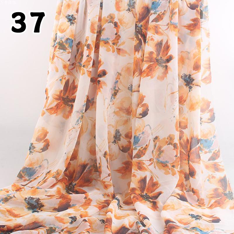 1M 75D Retro Flower Chiffon Fabric Breathable Thin And Light Draped Fairy Designer Fabric For Diy Sewing Summer Dress Shirts