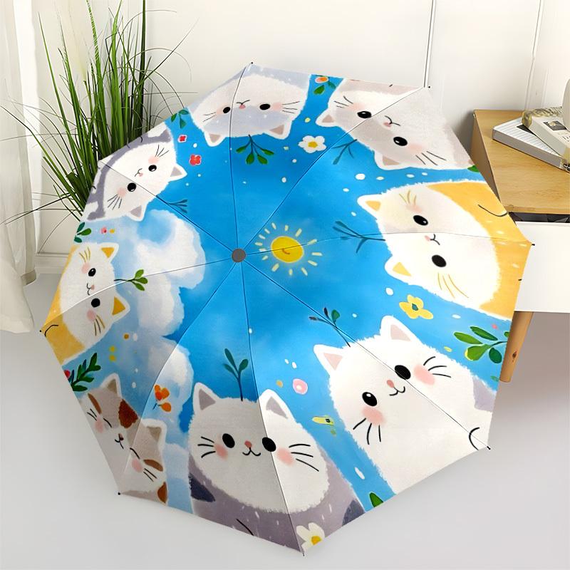 1pc Cat Circle Automatic Open/Close Umbrella with One Touch Button,, Windproof Design   Lightweight Portable Umbrella for Women & Men6091