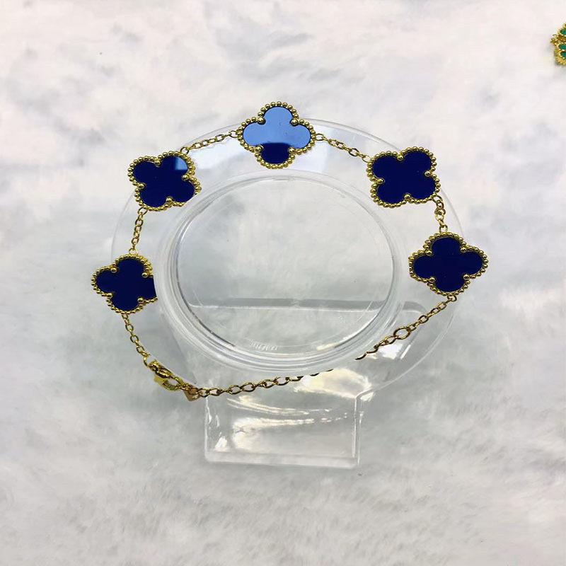 

15мм Щасливий Титановий Браслет 18К Жіночий Простий Модний Браслет Ювелірні Вироби з Чотирилисником королівський синій колір