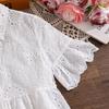 Girls' Fashionable Dress - Summer Children's Elegant Embroidered Lace Open-front Short-sleeved Shirt Dress