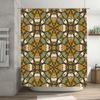 Vintage Boho Floral Shower Curtain DecorBlack Yellow Green White Pattern Waterproof Fabric Modern Bathroom Accessories
