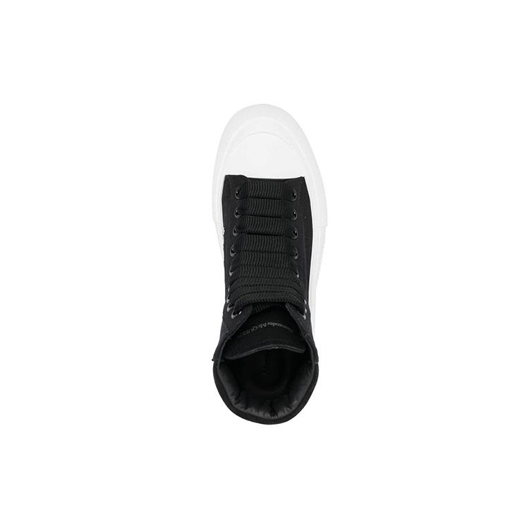 (WMNS) Alexander McQueen High-Top Deck Skate Plimsoll Shoes 'Black White' Women's 697123W4MV71070