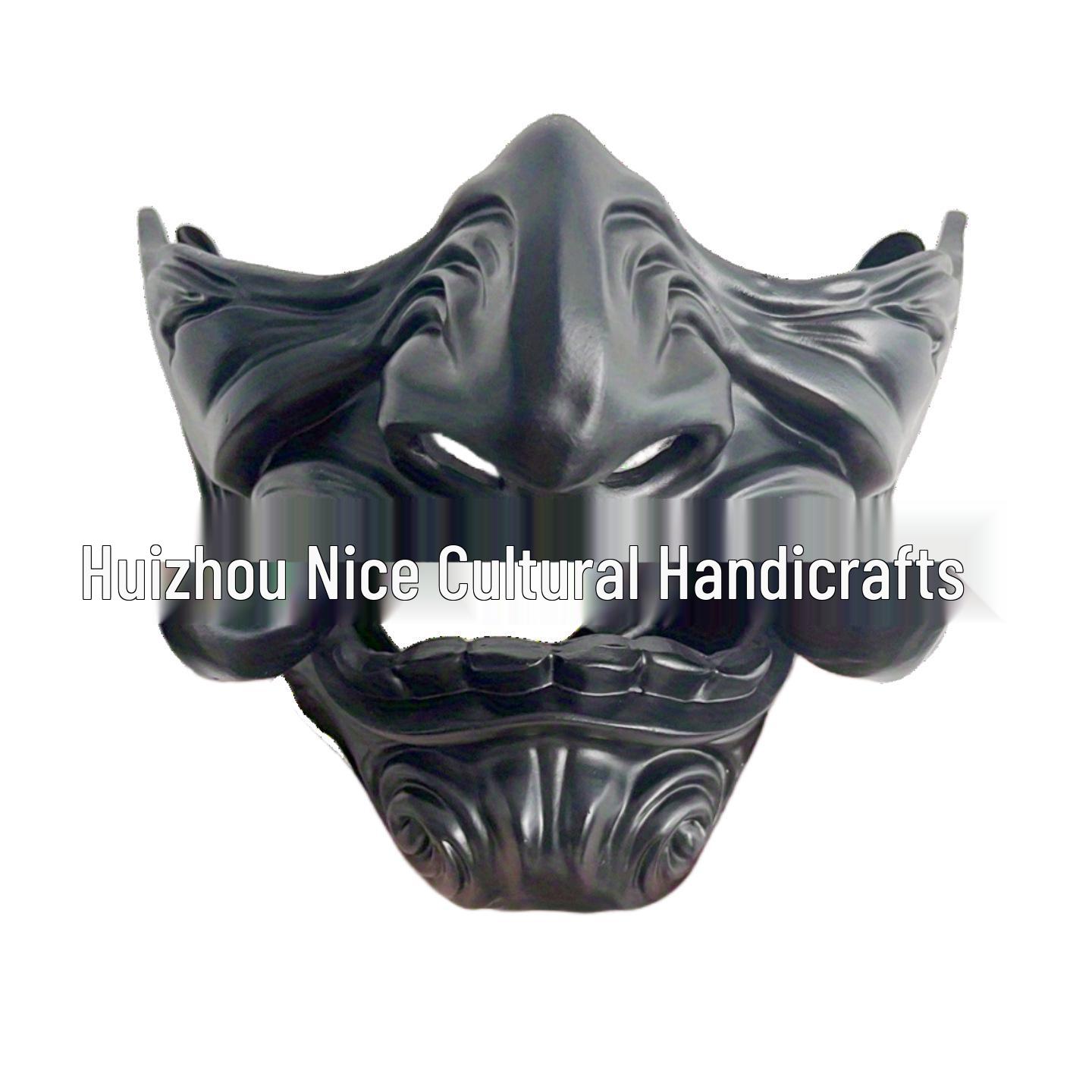 Red Hannya Mask: Japanese Cosplay Samurai Halloween Half-Face Mask