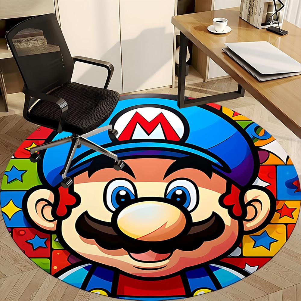1pc Mario Party Office Round Area Rug, Indoor Mat Suitable For Office, Bedroom Living Room Home Decor, Room Deco,  Offic a0926211