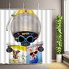 Funny Dog and Cats Shower Curtains Kids Cartoon Animals Cute Pets Hilarious Design Bathroom Decor Fabric Bath Curtain with Hooks