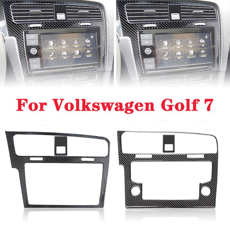 Carbon Fiber Auto Console Center Gps Navigation Panel Cover Trim Frame Car AccessoriesFor Volkswagen Golf 7 Gti Mk7 2013-2019