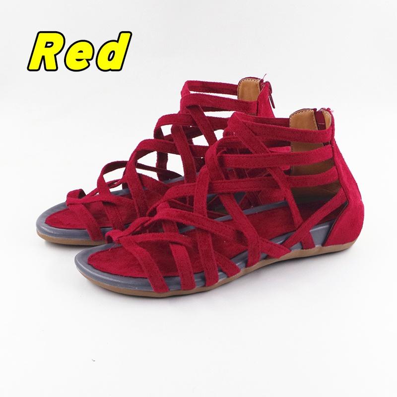 New Women Open Toe High Tops Sandals Comfy PU Leather Hollow Out Summer Shoes Boho Style Bandage Back Zipper Beach Shoes