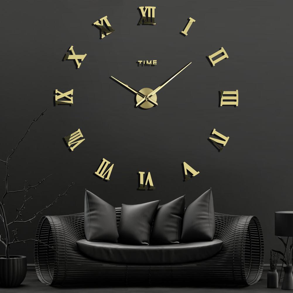 City Art Unique Nordic Luxury Acrylic Sticker Silver Big DIY 3D Home Decoration Modern Wall Clocks Wall Horloge Reloj Pared