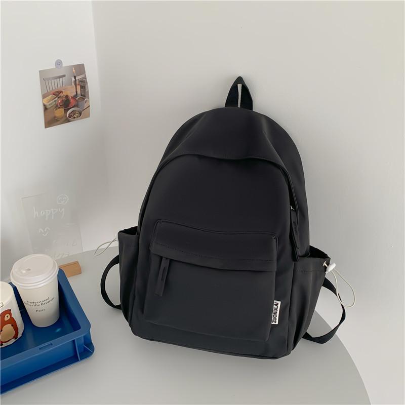 Solid Color Schoolbag College Student Backpack New Style Junior High School Student Large Capacity Backpack