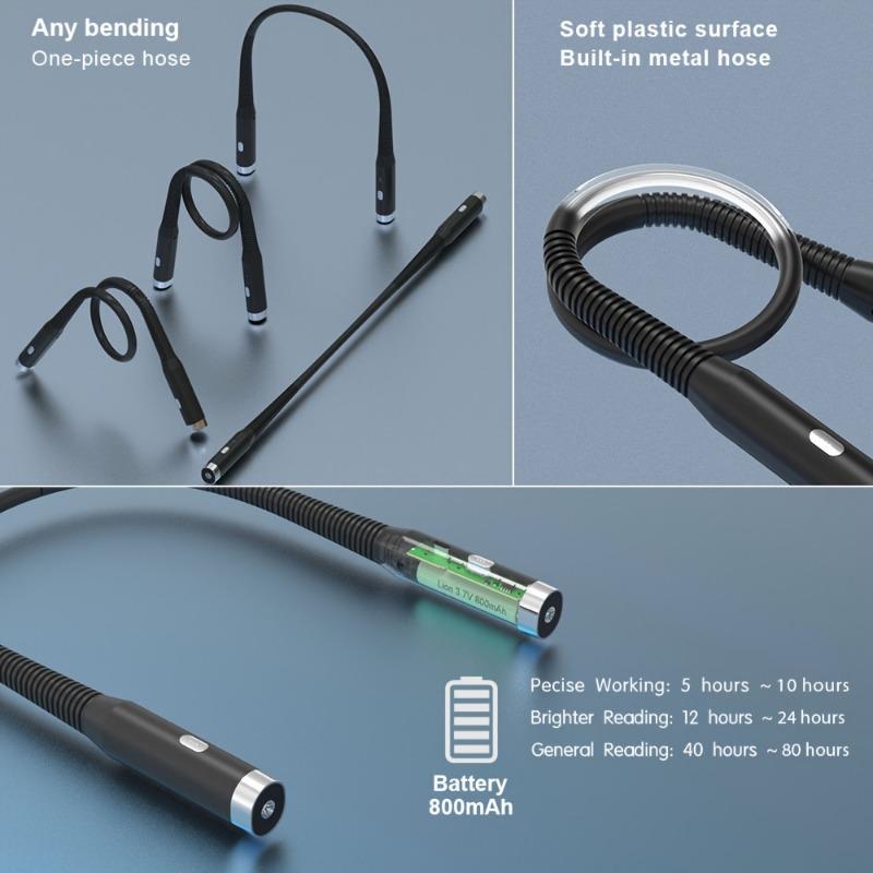 1PC Multi-function Neck-mounted Reading Light with 3 Brightness and Color Modes - Supports USB Charging, Adjustable Telescopic Arm