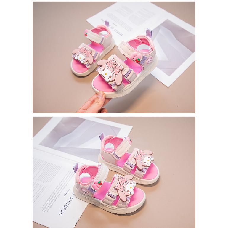 Girls' My Melody Summer New Open-Toe Non-Slip Beach Shoes for Older Children with Velcro Fashionable Versatile Sandals