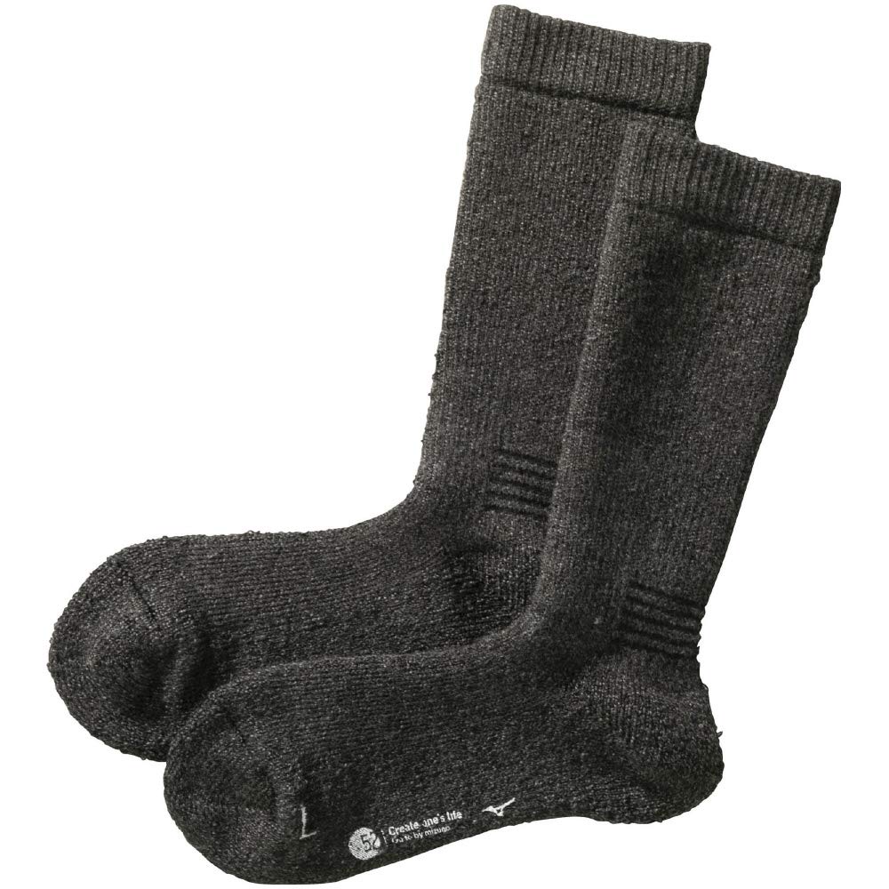 

Mizuno Breath Thermowool Extra Thick Socks for Outdoor Go to by mizuno Charcoal Sizes Size Travel, B2JX9504, Men s, Gray, 25-27 (Japan L)