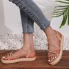 Summer women's cross belt hemp rope beach thick soled sandals