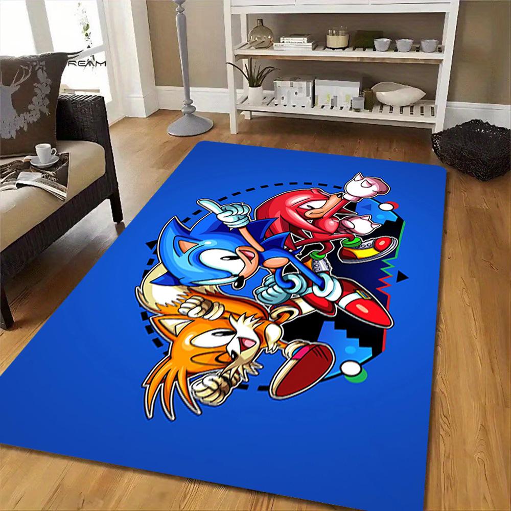 Sonic The Hedgehog Art Print Decoration,Carpet,Living Room,Bedroom, Non-slip,Square rug