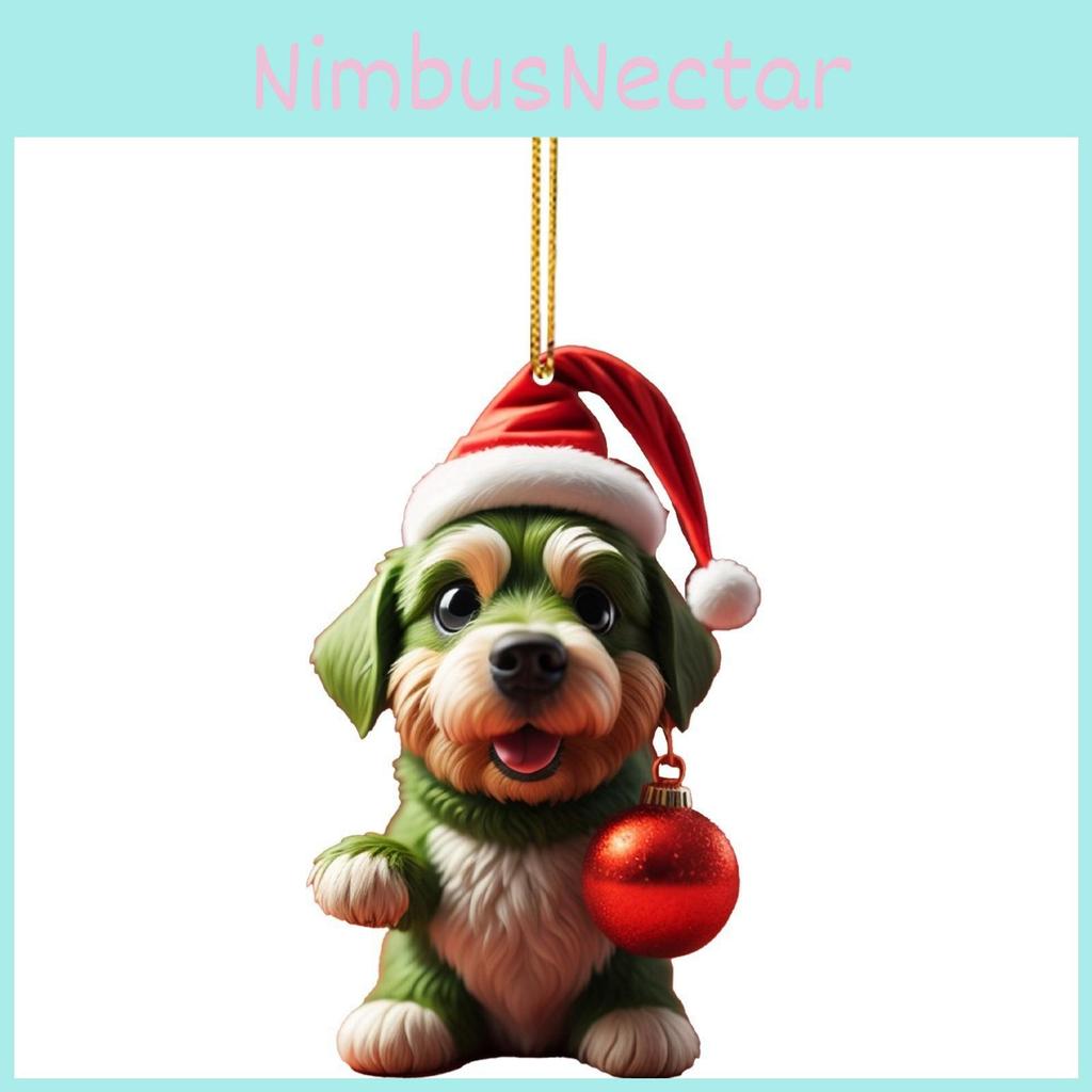 Grinch Stole Christ Green Puppy Pattern Acrylic Pendant Christmas Decor Prop For Holiday Vehicle Decor