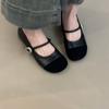 Round head retro inner height increase Mary Jane women's shoes light mouth fashionable versatile one word with French evening wind ballet shoes