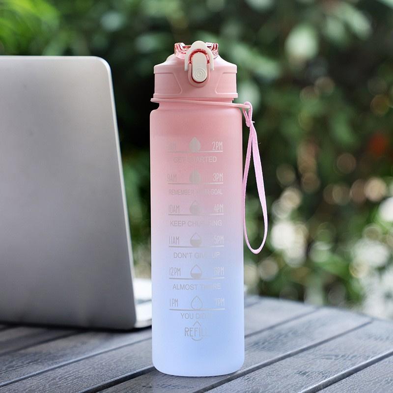 900ml Láhev na vodu Motivační sportovní láhev s časovou značkou Nepropustný pohár Fitness Bpa Free Přenosné nádobí na pití pro venkovní použití