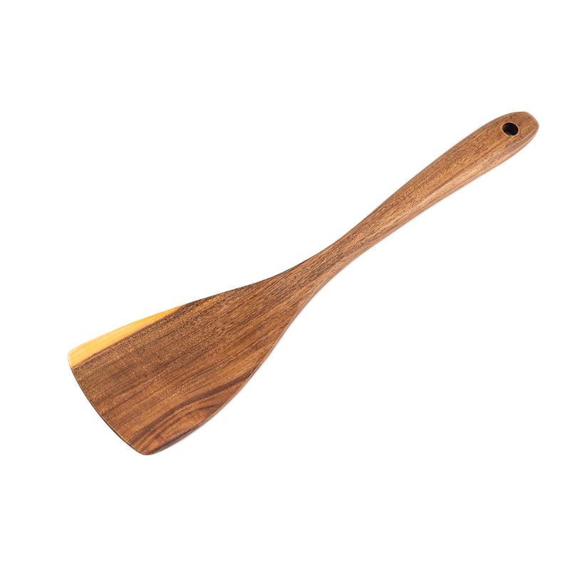 Teak Acacia Wood Kitchen Utensil Set: Spatula, Spoon, Ladle, Turner, Long Handle Rice Spoon
