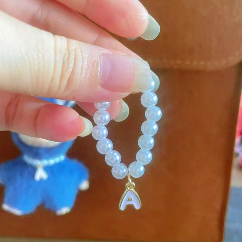 Mini Labubu 4th Gen Pearl Necklace with 26 Letter Pendant and Pendant Accessories for Doll Clothes