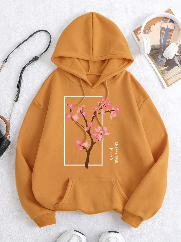 Cherry Tree In Full Bloom Men Women Clothes Hip Hop Fleece Hoodie Autumn Loose Hoodies Casual Pullover Crewneck Couple Hoodies