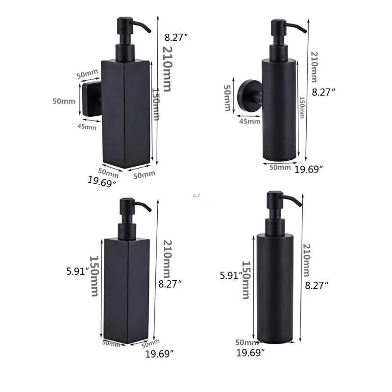 Schwarze Flüssigseifenspender Handpresse Metallpumpe Spender Wand Badezimmerzubehör Küche Edelstahl Lotionflasche