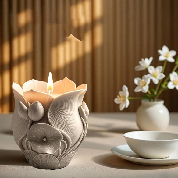 Flexible Lotuses Flower Mold For Homemade Jewelry Boxes And Cement Art Candle Holder Mold Jewelry Organiser Mold