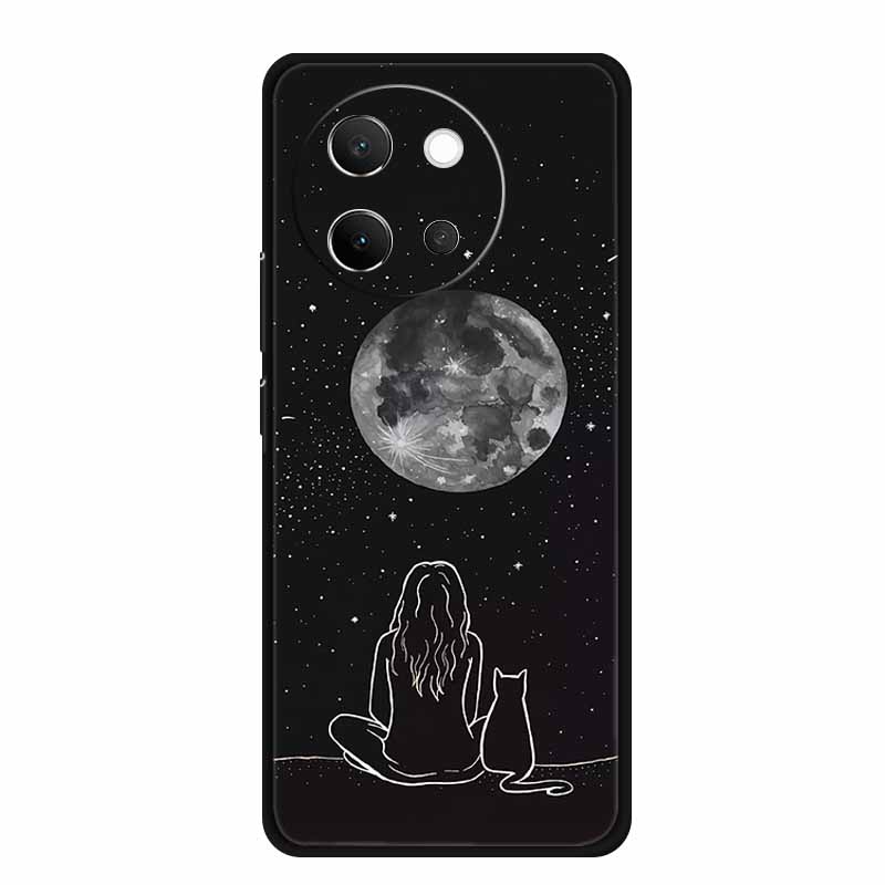 For Vivo V40 Lite Case V40lite V 40 Lite Fashion Black Silicone Soft Back Cover Case For Vivo V30e 5G Phone Case V 30 e Funda