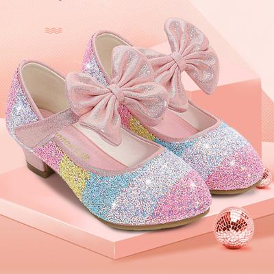 Dziewczęce skórzane buty Buty księżniczki Buty dziecięce Okrągłe noski Miękka podeszwa Duże dziewczynki Szpilki Księżniczka Buty z kryształkami Pojedyncze buty