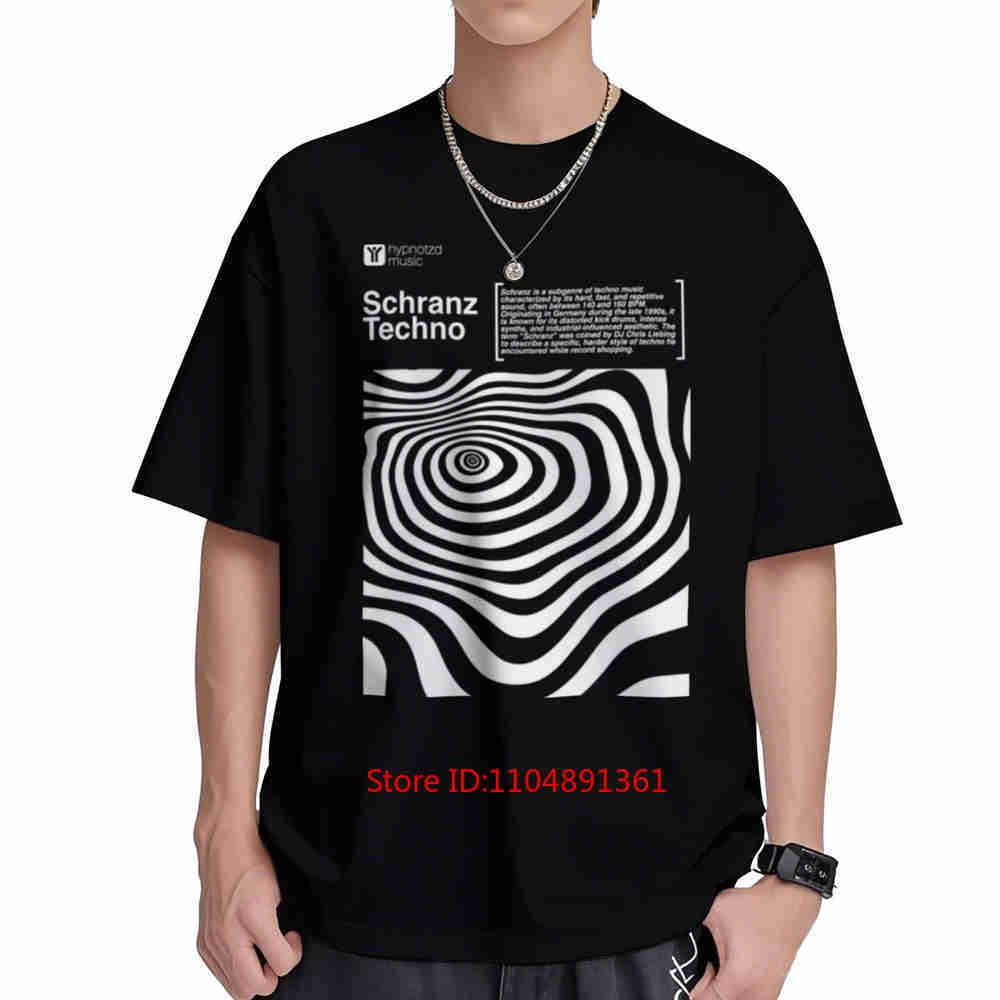 T-shirt a maniche corte Schranz Techno Optical Illusion Underground Ravers 100% Cotone