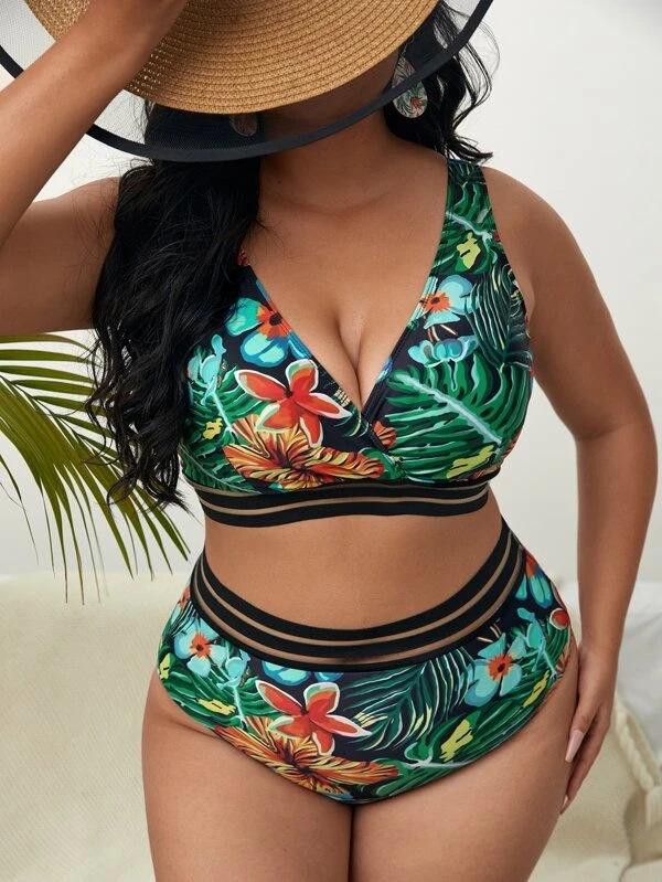 2024 Plus Size High Waist Sexy Split Bikini for Women